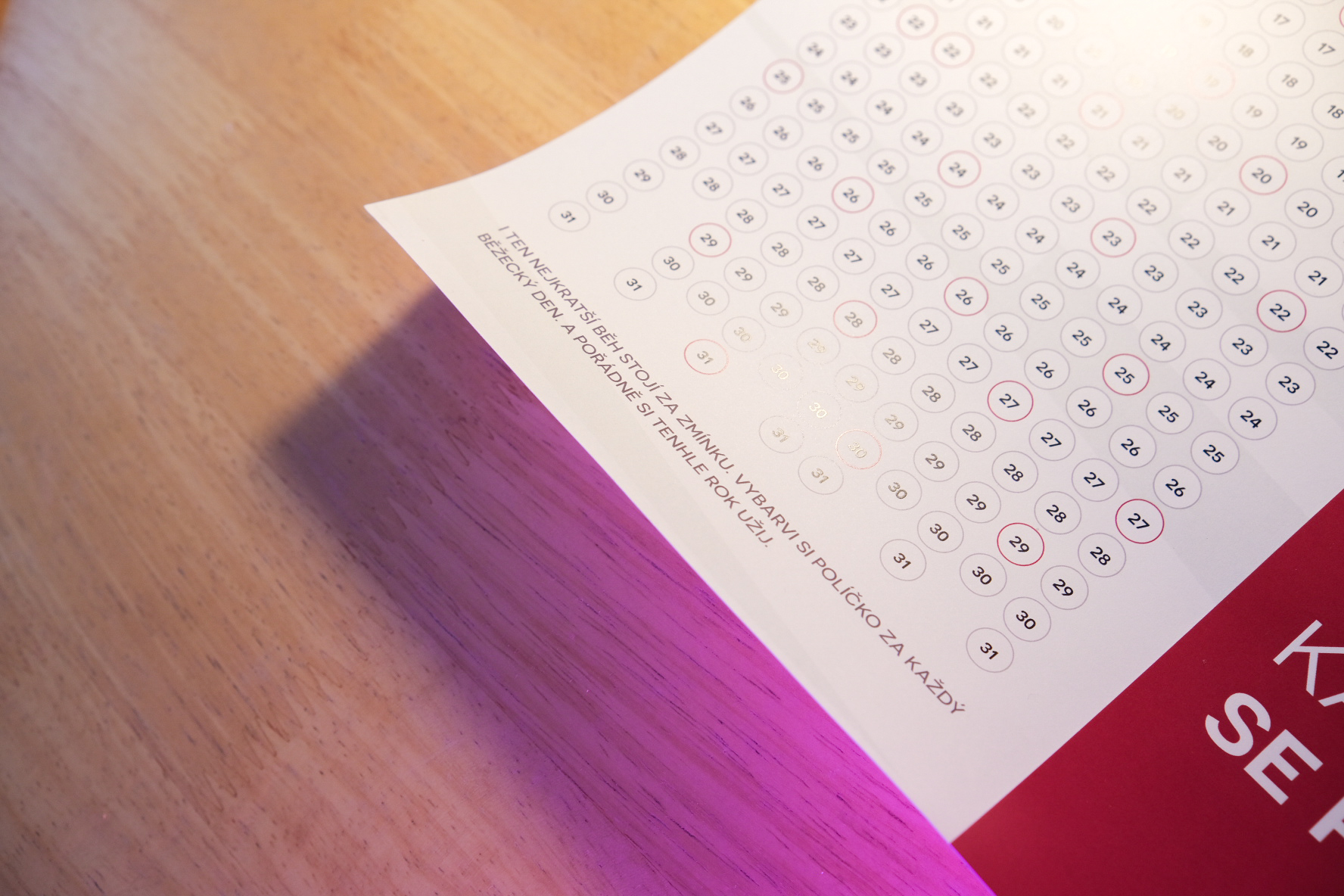 Motivační kalendář pro běžce